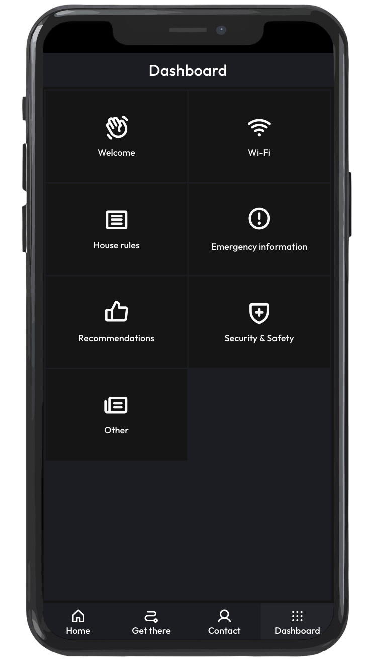 Digital guidebook mobile dashboard page