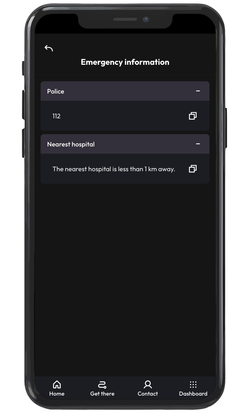 Emergency info page
