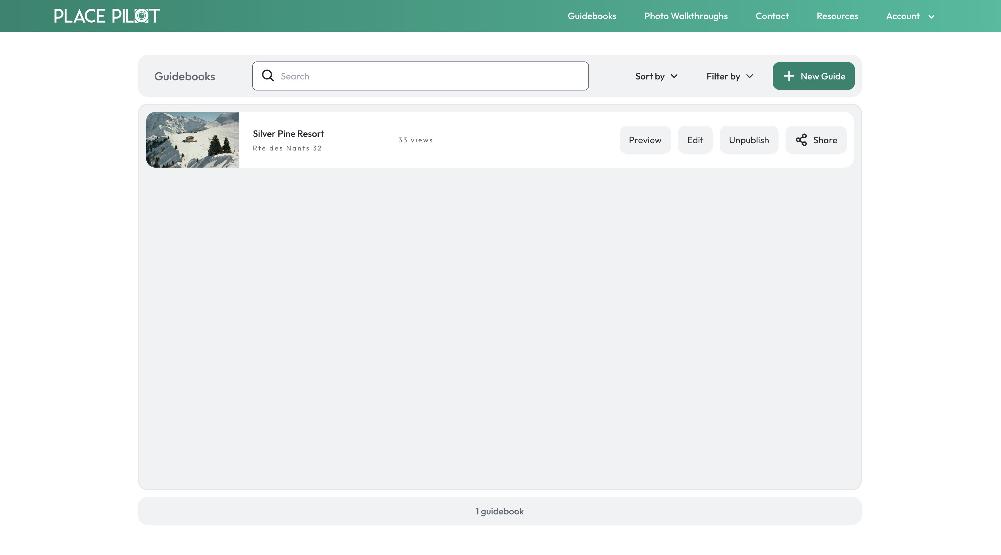 Main dashboard view